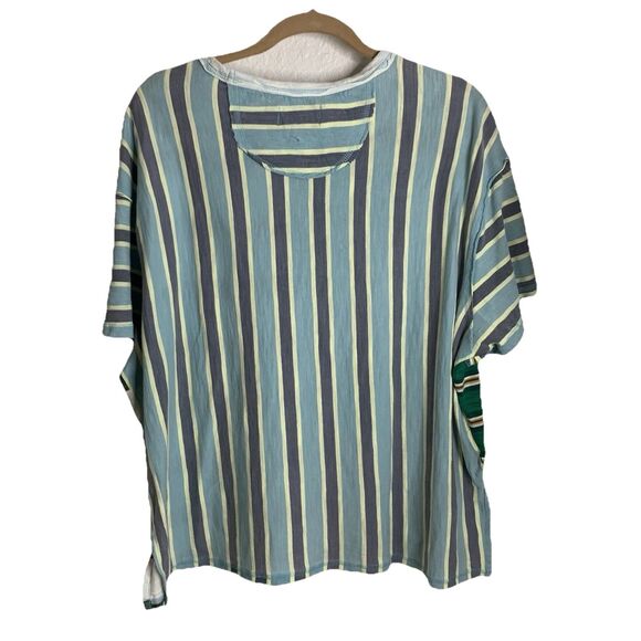 Free People Get Real T-Shirt Oversized Medium S/S Color-block Striped Green New - Picture 12 of 16